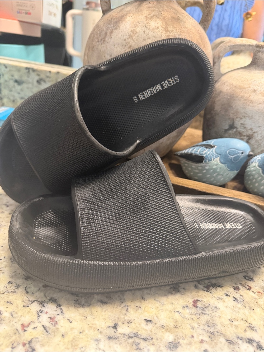 Steve Madden Scuba Black Slide Sandals - Sleek Casual Slip-On